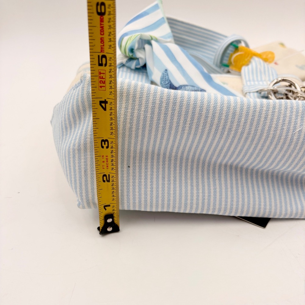 Madden Girl Nautical Canvas Mini Tote Bag Lobster Oyster Lemon Embroidery Blue - Picture 12 of 13